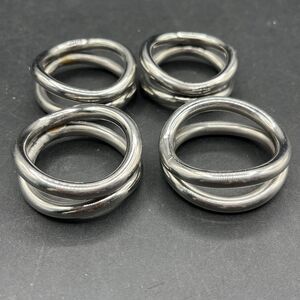 Heavy Duty Double Silver Tone Ring Napkin, Rings, Set Of 4